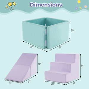 3-in-1 Suede Fabric Soft Play Set Foam Climbing Blocks for Toddlers-Purple
