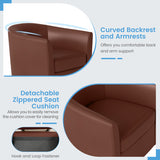 Modern Club Swivel Accent Chair with Ottoman Footrest Curved Backrest-Beige