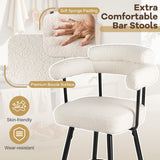 Swivel Bar Stool Set of 2 Counter Height Chairs with Curved Back and Arms-White