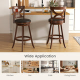 Swivel Bar Stools Set of 2 with Soft Cushion and Elegant Hollow Backrest-29 inches