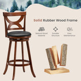 Swivel Bar Stools Set of 2 with Soft Cushion and Elegant Hollow Backrest-29 inches