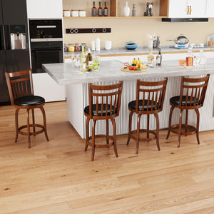 Swivel Bar Stools Set of 2 Counter Height Faux Leather Upholstered Barstools-24 Inches