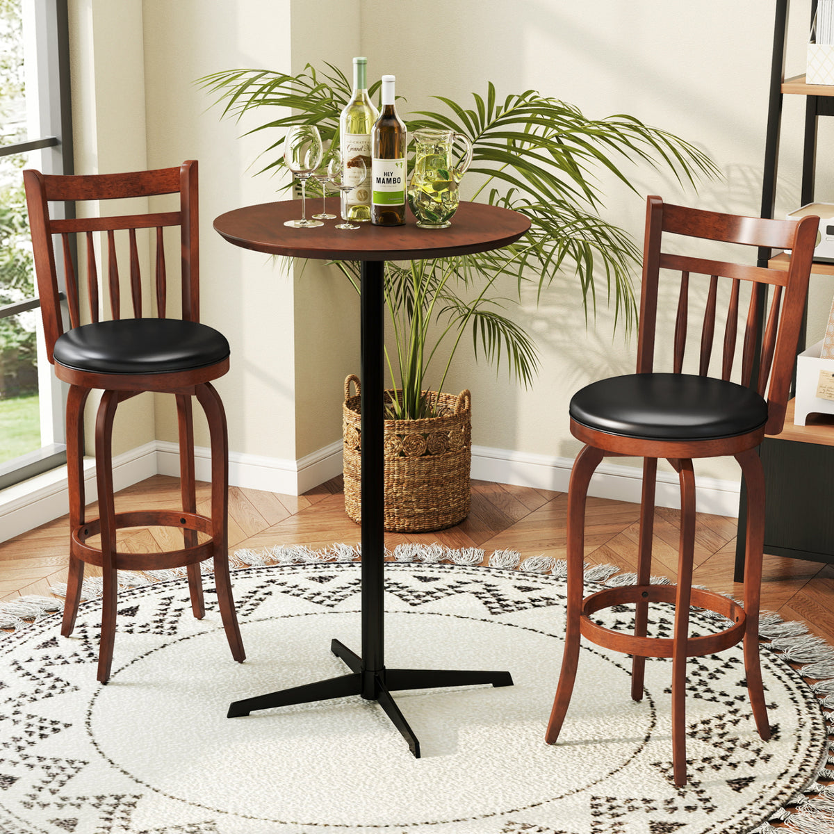Swivel Bar Stools Set of 2 Counter Height Faux Leather Upholstered Barstools-29 Inhces