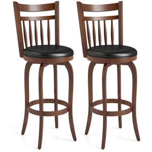 Swivel Bar Stools Set of 2 Counter Height Faux Leather Upholstered Barstools-29 Inhces