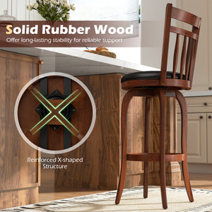 Swivel Bar Stools Set of 2 Counter Height Faux Leather Upholstered Barstools-29 Inhces