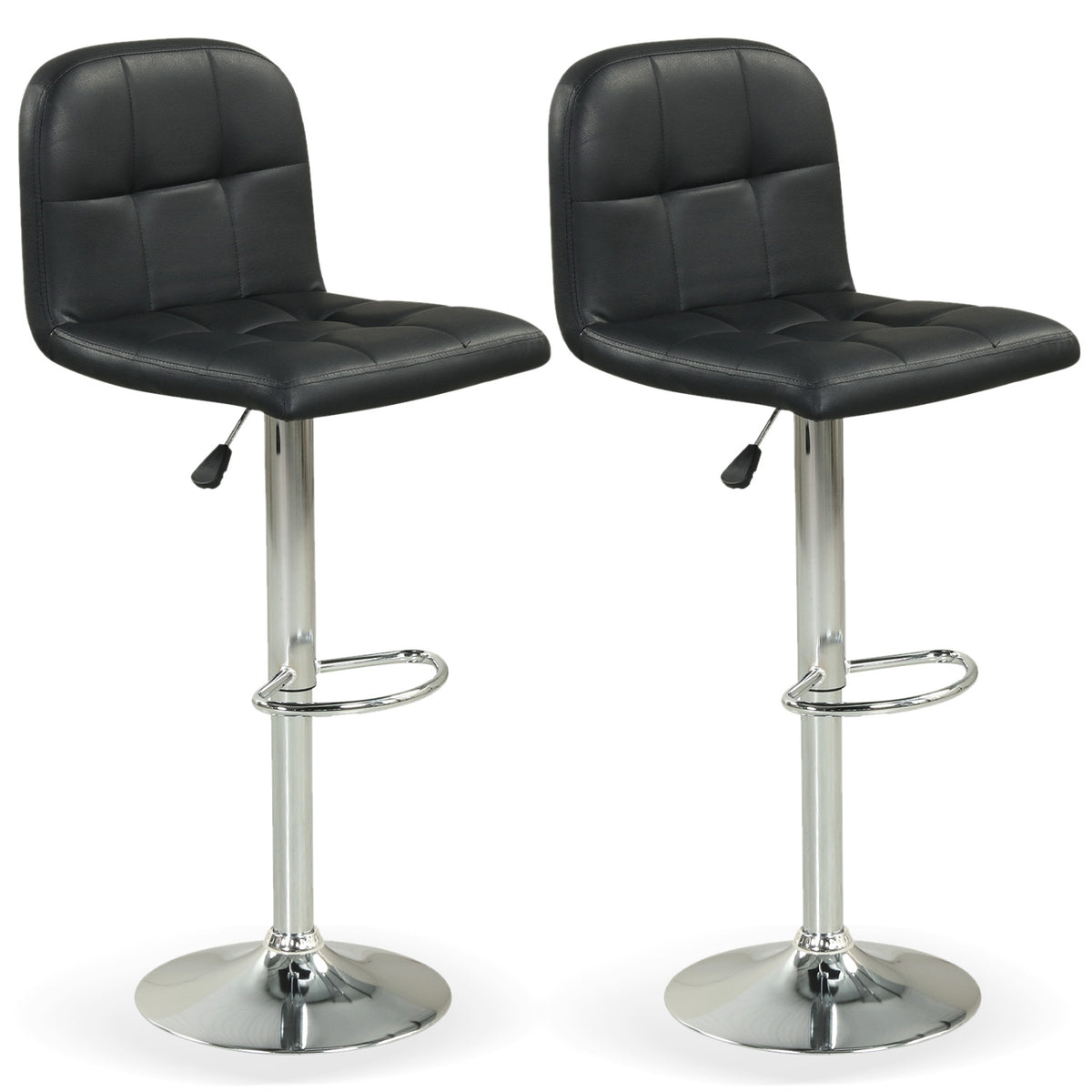 Swivel Bar Stools Set of 2 with Footrests and Metal Base-Black