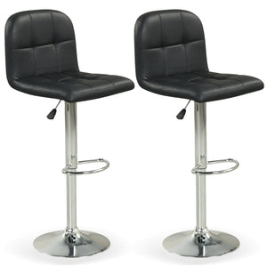 Swivel Bar Stools Set of 2 with Footrests and Metal Base-Black
