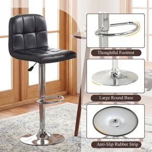 Swivel Bar Stools Set of 2 with Footrests and Metal Base-Black