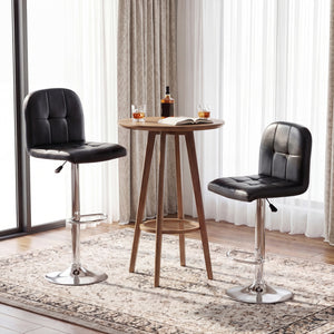 Swivel Bar Stools Set of 2 with Footrests and Metal Base-Black