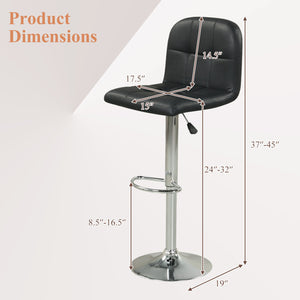 Swivel Bar Stools Set of 2 with Footrests and Metal Base-Black