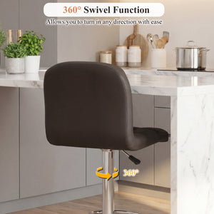 Swivel Bar Stools Set of 2 with Footrests and Metal Base-Brown