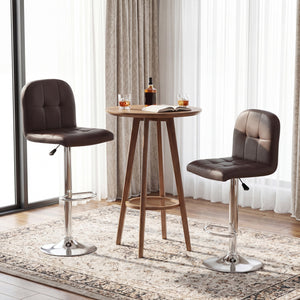 Swivel Bar Stools Set of 2 with Footrests and Metal Base-Brown