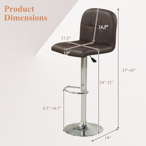 Swivel Bar Stools Set of 2 with Footrests and Metal Base-Brown