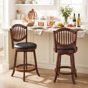Swivel Bar Stools Set of 2 with Backrest and Wood Frame-25 Inches