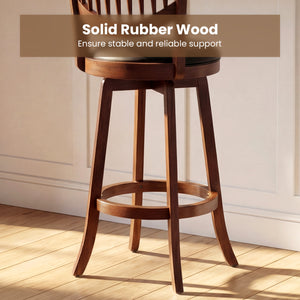 Swivel Bar Stools Set of 2 with Backrest and Wood Frame-30 Inches