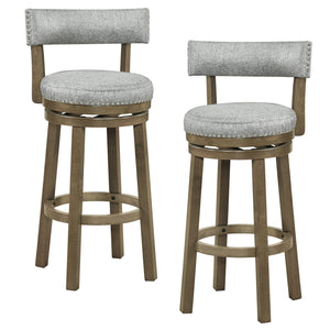 Swivel Bar Stools Set of 2 Linen Fabric Upholstered Barstools with Back-31.5 Inches