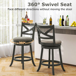 27/31 Inch Swivel Bar Stools Set of 2 with Hollow Back and Soft-padded Seat-27 Inch