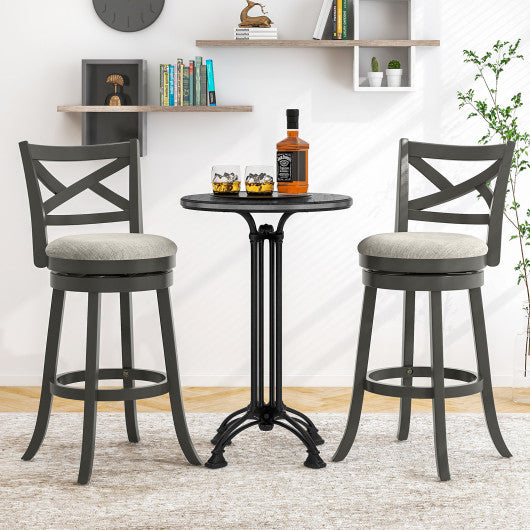 25/30 Inch Swivel Bar Stools Set of 2 with Backrests and Wood Frame-30 inches