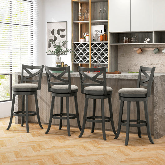 25/30 Inch Swivel Bar Stools Set of 2 with Backrests and Wood Frame-30 inches