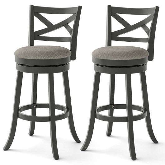25/30 Inch Swivel Bar Stools Set of 2 with Backrests and Wood Frame-30 inches