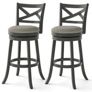 25/30 Inch Swivel Bar Stools Set of 2 with Backrests and Wood Frame-30 inches