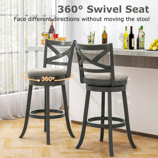 25/30 Inch Swivel Bar Stools Set of 2 with Backrests and Wood Frame-30 inches