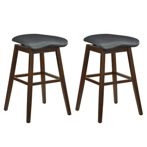 Swivel Bar Stools Set of 2 with Padded Contoured Seat and Footrest-Black & Brown