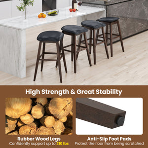 Swivel Bar Stools Set of 2 with Padded Contoured Seat and Footrest-Black & Brown