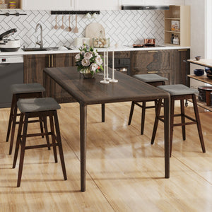 Swivel Bar Stools Set of 2 with Footrest and Rubber Wood Legs-Brown