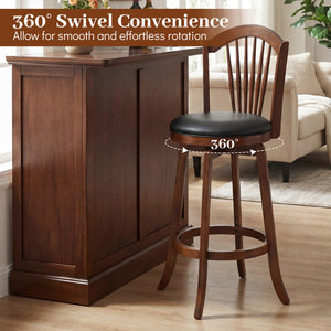 Swivel Bar Stools with Backrests and Wood Frame for Kitchen Island-29 Inch