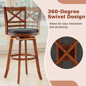 Swivel Barstools Set of 2 with Backrest and Footrest-29 Inches