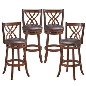 360 ° Swivel Counter Height Chairs with PU Leather Cushioned Seat and Footrests-30 inches