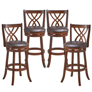 360° Swivel Counter Height Chairs with PU Leather Cushioned Seat and Footrests-30 inches