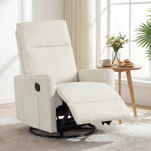 Swivel Rocking Chair 360Â° Nursery Reclining Rocker Armchair with Cushioned Back-Beige