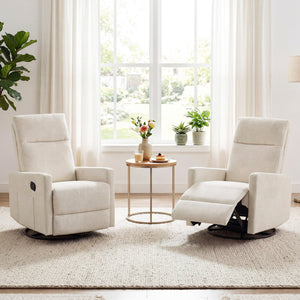 Swivel Rocking Chair 360Â° Nursery Reclining Rocker Armchair with Cushioned Back-Beige