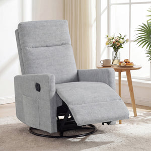 Swivel Rocking Chair 360Â° Nursery Reclining Rocker Armchair with Cushioned Back-Gray