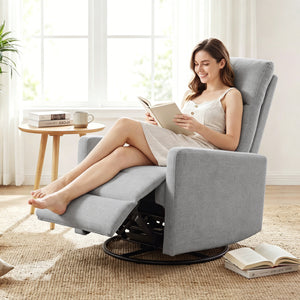 Swivel Rocking Chair 360Â° Nursery Reclining Rocker Armchair with Cushioned Back-Gray