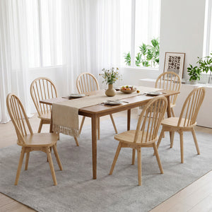 Swivel Windsor Dining Chairs Set of 4 with Solid Rubber Wood Frame-Natural