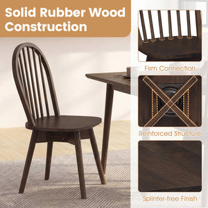 Swivel Windsor Dining Chairs Set of 4 with Solid Rubber Wood Frame-Walnut
