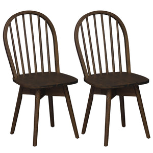 Swivel Windsor Dining Chairs Set of 2 with Solid Rubber Wood Frame-Walnut
