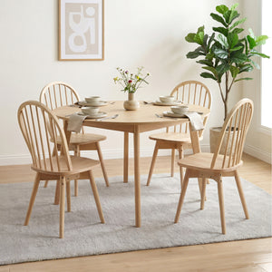Swivel Windsor Dining Chairs Set of 2 with Solid Rubber Wood Frame-Natural