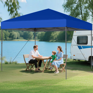 10 X 10 Feet Pop up Canopy Tent with Portable Carrying Bag and 8 Stakes-Blue