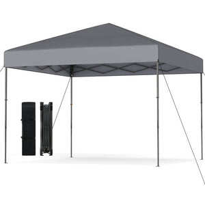 10 X 10 Feet Pop up Canopy Tent with Portable Carrying Bag and 8 Stakes-Gray