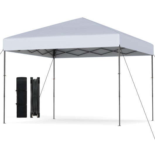 10 X 10 Feet Pop up Canopy Tent with Portable Carrying Bag and 8 Stakes-White