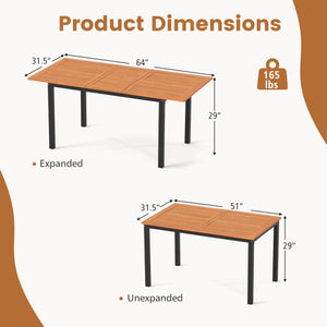 4-8 Person Extendable Solid Wood Dining Table with Umbrella Hole
