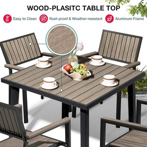 Grain Outdoor Dining Set, 8-Piece, Walnut