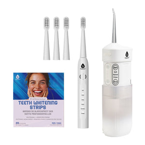 Pursonic PowerSmile Bundle – USB Rechargeable Sonic Toothbrush, Collapsible Water Flosser & Professional Teeth Whitening Strips for a Complete Oral Care System by Pursonic