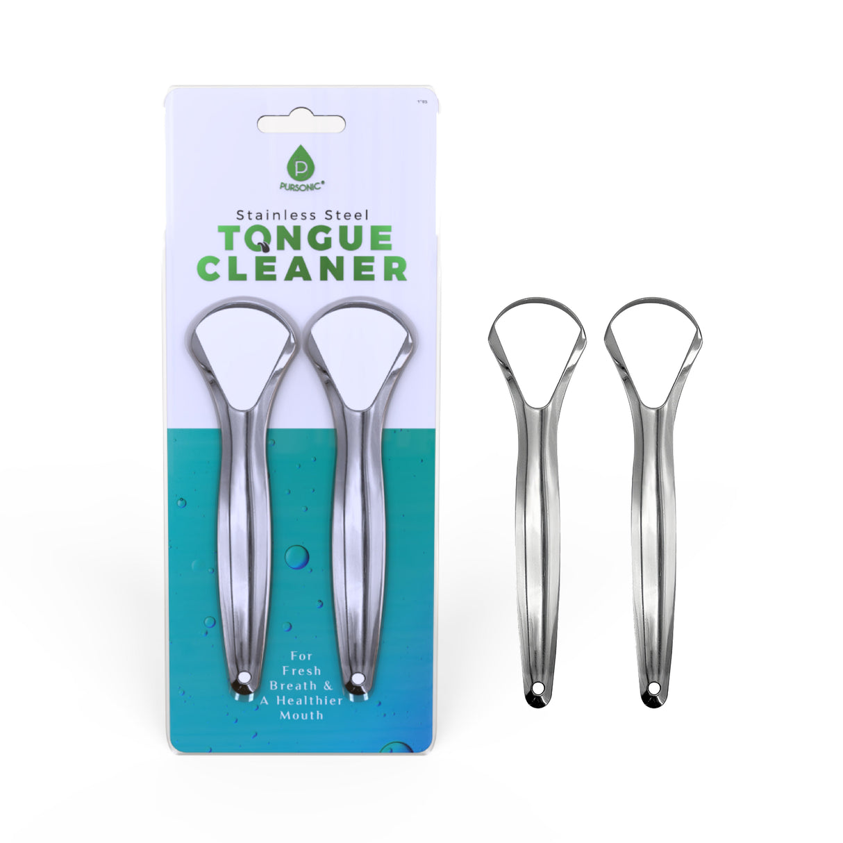 Stainless Steel Tongue Cleaner – 2 Pack by Pursonic