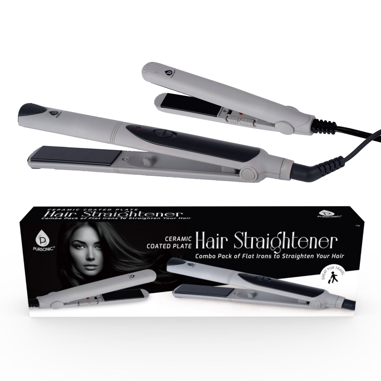 Professional Salon Quality Flat Iron Hair Straightener With A Free Travel Straightener by Pursonic