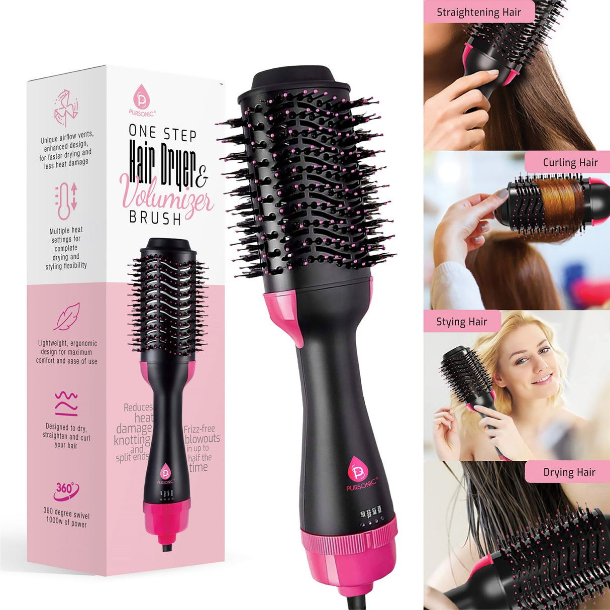 Professional Hair Styling Trio: Triple Barrel Curler, One-Step Volumizer & Flat Iron Duo Pack